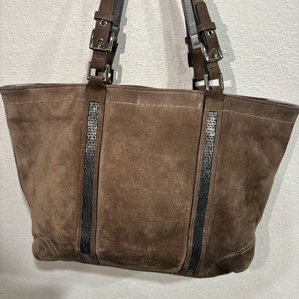 Coach Tan Suede Tote Bag - Picture 2 of 4